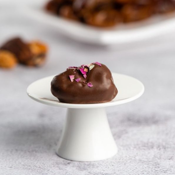 Gahwa and Rose-Petals Chocolate Dipped Kholas Dates